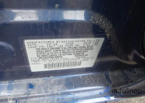 2019 Nissan Versa Note Sv z USA, uszkodzony, nr VIN 3N1CE2CP0KL358534